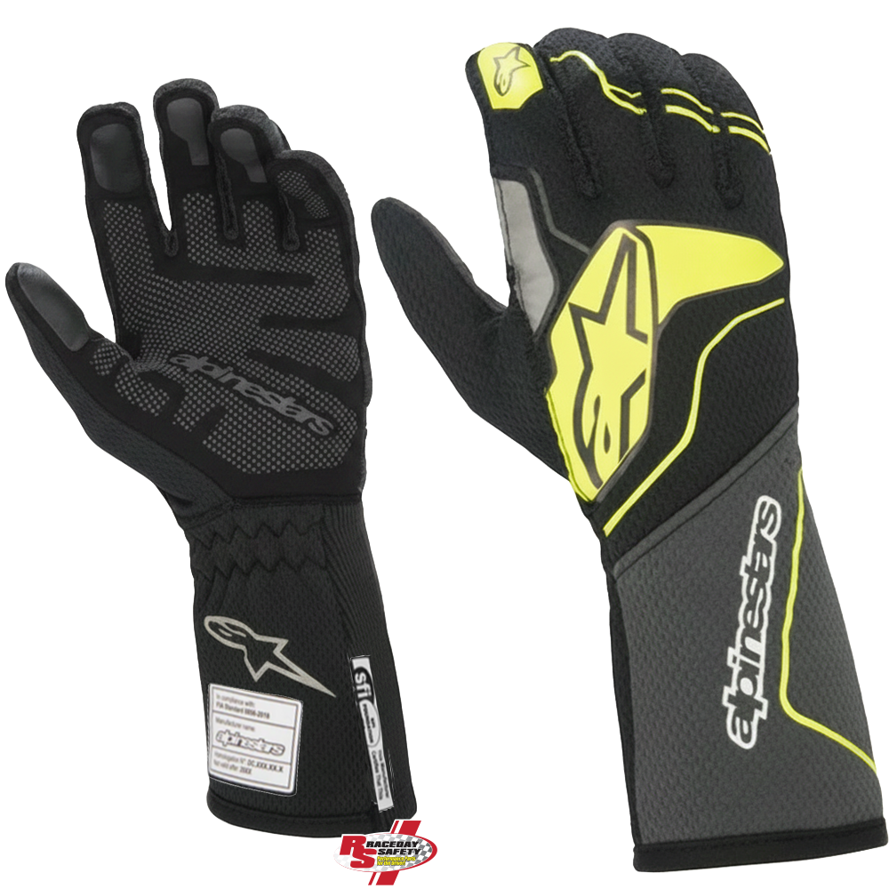 Alpinestars Tech-1 ZX V3 Gloves SFI/FIA Tar Gray/Black/Yellow
