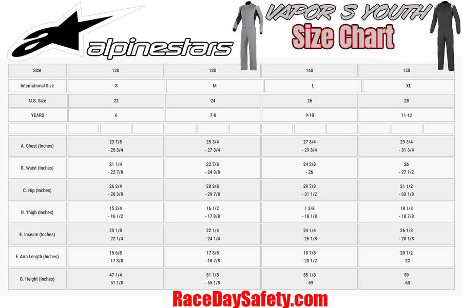 Alpinestars Vapor S Youth Auto Racing Suit Black/White <br>SFI 3.2A/5