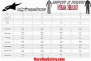 Alpinestars Vapor S Youth Race Suit Size Chart