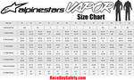 Alpinestars Vapor SFI Auto Racing Suit Black/White Size Chart
