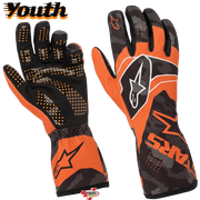 Alpinestars Youth Kart Racing Gloves Tech-1 K RACE S V2 Fluorescent Orange/Black Camo