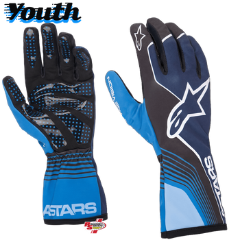 Alpinestars Youth Tech-1 K RACE S V2 "FUTURE" Kart Racing Gloves Navy/Blue Crest