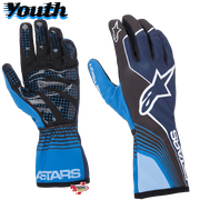 Alpinestars Youth Tech-1 K RACE S V2 "FUTURE" Kart Racing Gloves Navy/Blue Crest