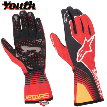 Alpinestars Youth Tech-1 K RACE S V2 "FUTURE" Kart Racing Gloves Red/Tangerine