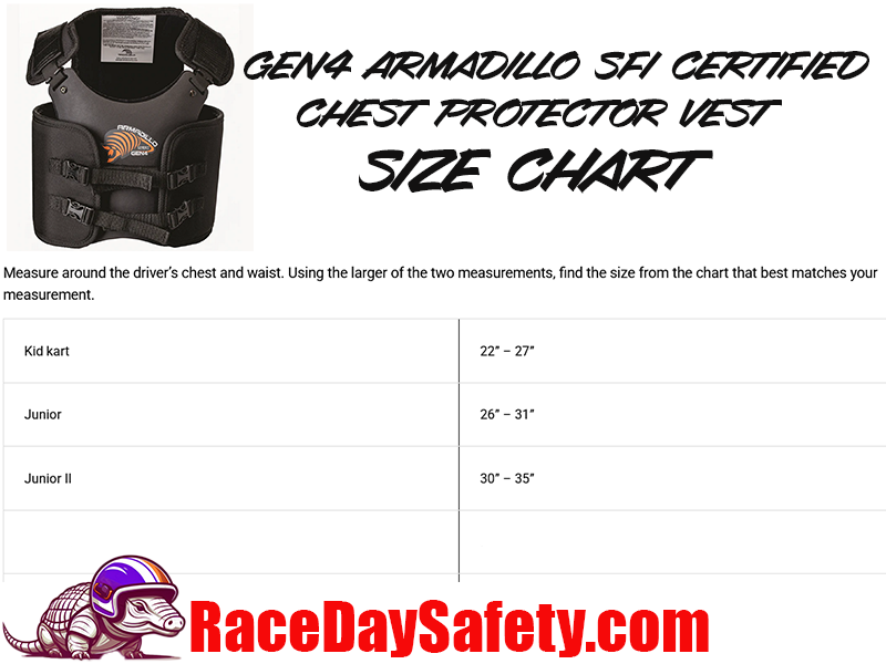 Armadillo Gen4 Kart Racing Youth Chest/Rib Protector Vest <br>SFI 20.1