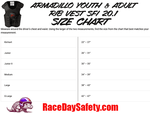 Armadillo Kart Racing Youth and Adult Rib Vest SFI 20.1 Size Chart