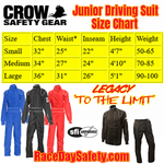 Crow Junior Race Suit Size Chart