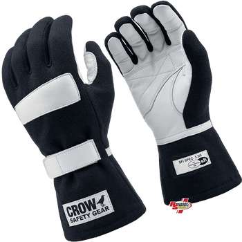 Crow Standard Double Layer Nomex® Gloves Black <br>SFI 3.3/5
