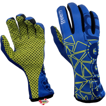 FreeM K-Slight 22 Kart Racing Gloves Blue/Flo Yellow
