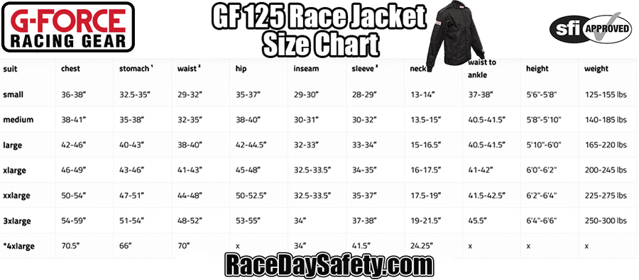 G-Force GF125 Racing Jacket Black <br>SFI 3.2A/1