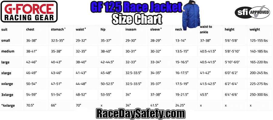 G-Force GF125 Racing Jacket Blue <br>SFI 3.2A/1