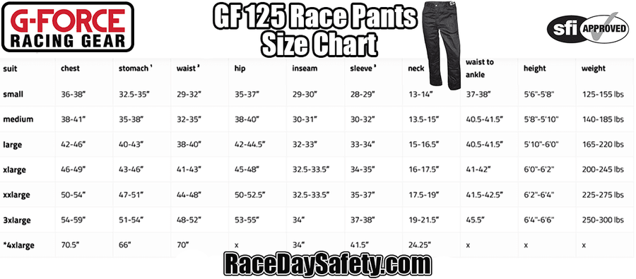 G-Force GF125 Racing Pants Black <br>SFI 3.2A/1