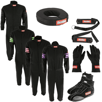 RaceDay Jr Dragster Package Race Suit, Gloves, Neck Collar, Arm Restraints