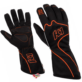 K1 RaceGear RS1 Karting Gloves In Black/Orange