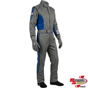 K1 RaceGear Challenger Gray/Blue Package: Includes Challenger Race Suit, Track-1 Race Gloves and Challenger Race Shoes