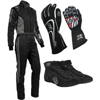 K1 RaceGear Challenger Gray Package: Includes Challenger Race Suit, Track-1 Race Gloves and Challenger Race Shoes