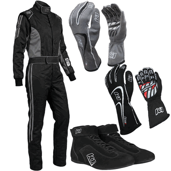 K1 RaceGear Challenger Gray Package: Includes Challenger Race Suit, Track-1 Race Gloves and Challenger Race Shoes