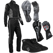 K1 RaceGear Challenger Gray Package: Includes Challenger Race Suit, Track-1 Race Gloves and Challenger Race Shoes