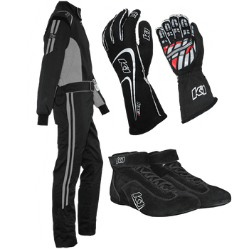 K1 RaceGear Challenger Gray Package: Includes Challenger Race Suit, Track-1 Race Gloves and Challenger Race Shoes