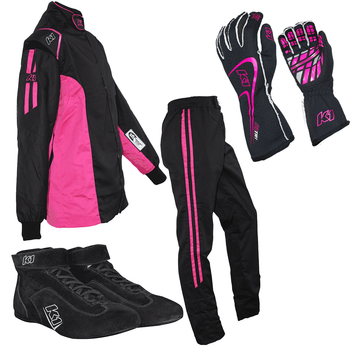 K1 RaceGear Challenger Pink Package: Includes Challenger Race Jacket, Challenger Race Pants, Track-1 Race Gloves and Challenger Race Shoes