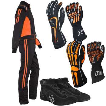 K1 RaceGear Challenger Orange Package: Includes Challenger Race Suit, Race Gloves and Challenger Race Shoes