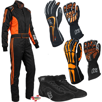 K1 RaceGear Challenger Orange Package: Includes Challenger Race Suit, Race Gloves and Challenger Race Shoes