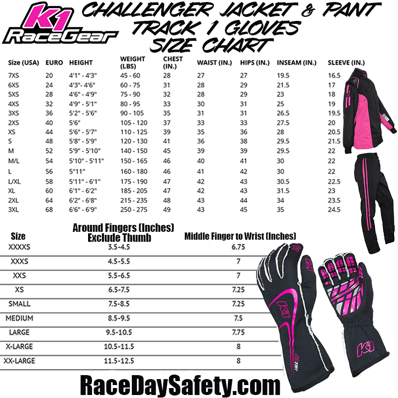 K1 RaceGear Challenger Pink Package: Includes Challenger Race Jacket, Challenger Race Pants, Track-1 Race Gloves and Challenger Race Shoes