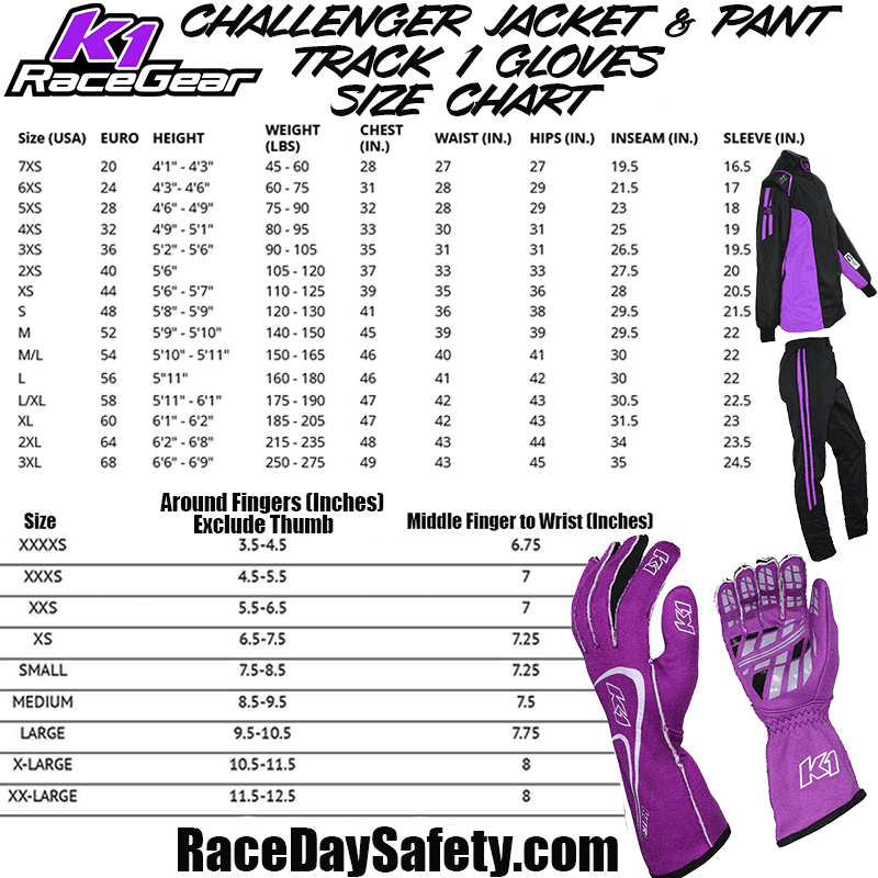 K1 RaceGear Challenger Purple Package: Includes Challenger Race Jacket, Challenger Race Pants, Track-1 Race Gloves and Challenger Race Shoes