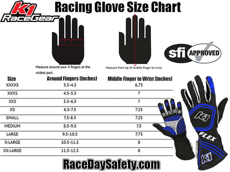 K1 RaceGear Flex Gloves Black/Blue <br>SFI 3.3/5