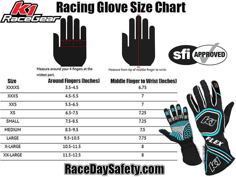 K1 RaceGear Flex Gloves Black/Flo Blue <br>SFI 3.3/5