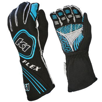K1 RaceGear Flex Gloves Black/Flo Blue <br>SFI 3.3/5