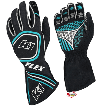 K1 RaceGear Flex Gloves Black/Flo Blue <br>SFI 3.3/5