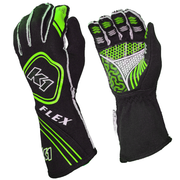K1 RaceGear Flex Gloves Black/Flo Green <br>SFI 3.3/5