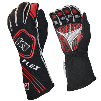 K1 RaceGear Flex Gloves Black/Red <br>SFI 3.3/5