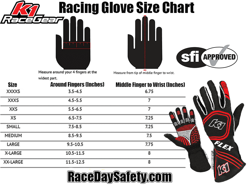 K1 RaceGear Flex Gloves Black/Red <br>SFI 3.3/5