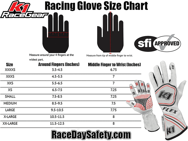 K1 RaceGear Flex Gloves White <br>SFI 3.3/5