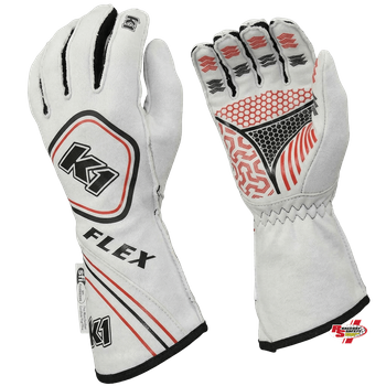 K1 RaceGear Flex Gloves White <br>SFI 3.3/5