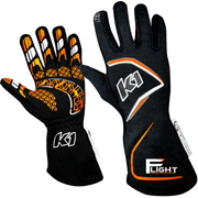 K1 RaceGear Flight SFI Racing Gloves Black/Flo Orange <br>SFI 3.3/5