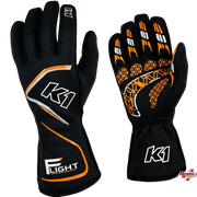 K1 RaceGear Flight SFI Racing Gloves Black/Flo Orange <br>SFI 3.3/5