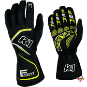 K1 RaceGear Flight SFI Racing Gloves Black/Flo Yellow <br>SFI 3.3/5