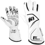 K1 RaceGear Flight SFI Racing Gloves White <br>SFI 3.3/5