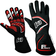 K1 RaceGear Flight SFI Racing Gloves Black/Red <br>SFI 3.3/5