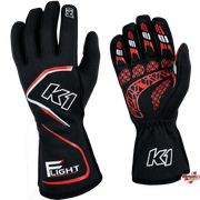 K1 RaceGear Flight SFI Racing Gloves Black/Red <br>SFI 3.3/5