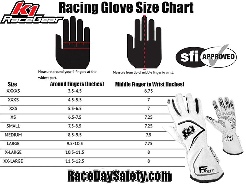 K1 RaceGear Flight SFI Racing Gloves White <br>SFI 3.3/5