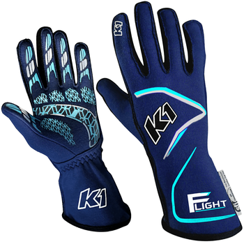 K1 RaceGear Flight SFI Racing Gloves Navy Blue/Flo Blue <br>SFI 3.3/5