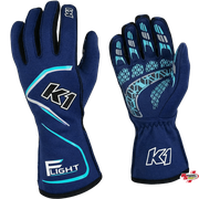 K1 RaceGear Flight SFI Racing Gloves Navy Blue/Flo Blue <br>SFI 3.3/5
