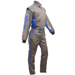 K1 RaceGear Challenger Gray/Blue Package: Includes Challenger Race Suit, Track-1 Race Gloves and Challenger Race Shoes