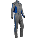 K1 RaceGear Challenger Gray/Blue Package: Includes Challenger Race Suit, Track-1 Race Gloves and Challenger Race Shoes