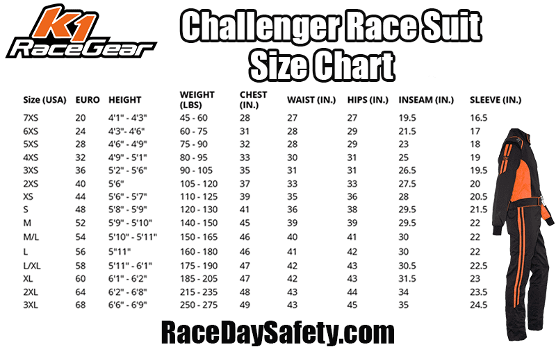 K1 RaceGear Challenger Racing Suit Black/Orange <br>SFI 3.2A/1