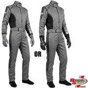 K1 RaceGear Challenger Gray/Black Package: Includes Challenger Race Suit, Track-1 Race Gloves and Challenger Race Shoes